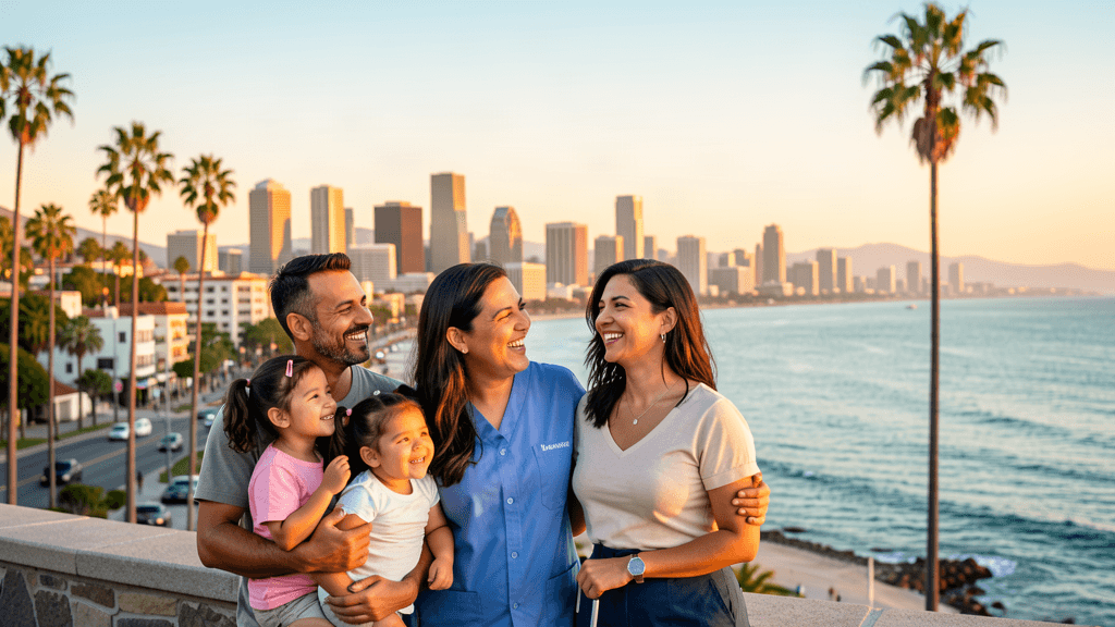 Familia feliz entre Tijuana y San Diego
